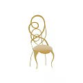 Elegant Modern Dining Chair With Golden Circular Frame And Light Padded Seat