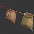 Brown Cloth Drawstring Bags For Daily Use One Opened And One Closed