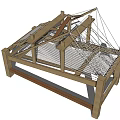 Industrial Equipment With Wooden Frame And Metal Mesh Support Structure