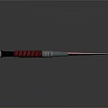 Tactical Dagger With Red Handle Grip Silver Shiny Blade And Metal Decoration On Dark Background