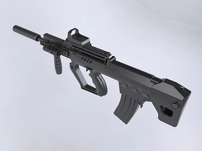 Modern Tactical Black Rifle With Rail System Ergonomic Grip And Detachable Magazine 3d model