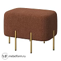 Soft Brown Velvet Sofa Stool With Golden Metal Legs Modern Design