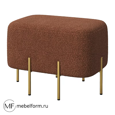 Soft Brown Velvet Sofa Stool With Golden Metal Legs Modern Design 3d model