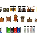 New Chinese trash can outdoor classification trash can environmental protection box 3d model