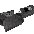 Modern Gray Multi Person Sofa With Patterned Pillows And Throw Blanket 3d model