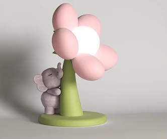 Flower Table Lamp Cute Simple Fresh Elephant 3d model