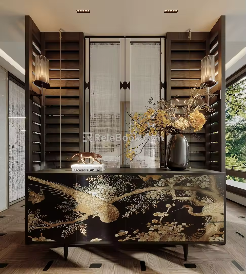 Southeast Asia Screen Partition End View Platform 3d model