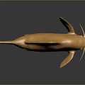 Golden Fish With Detailed Scaled Texture Shiny Metallic Decorative Sculpture On Dark Background