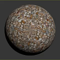 Pebble Covered Decorative Sphere With Textured Surface For Home Decor