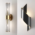 Modern Wall Lamps With Geometric Shapes Metal Glass Black Gold Design