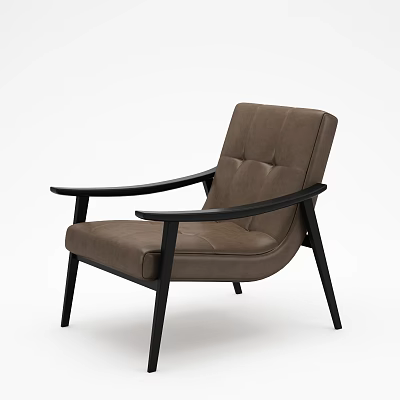 Modern Accent Chair With Brown Leather Upholstery And Black Armrests Frame Design 3d model