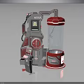 ALPHA Industrial Equipment With Red Gray Body Control Panel And Transparent Cylindrical Container