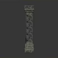 Classical Stone Pillar With Textured Surface And Ornate Capital Base Design 3d model