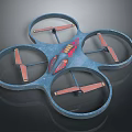 Modern Blue Drone Design With Four Propellers Red Accents And Circular Frames 3d model