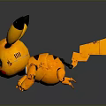 Mechanical Style Yellow Creature Character With Black Tipped Ears Blue Eyes And Square Tail