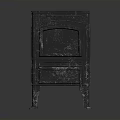 Vintage Black Cast Iron Stove with Cabinet Style Structure Open Firebox and Sturdy Legs