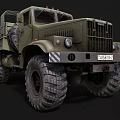 Military Green Off Road Truck With Open Cargo Bed And Large Tires