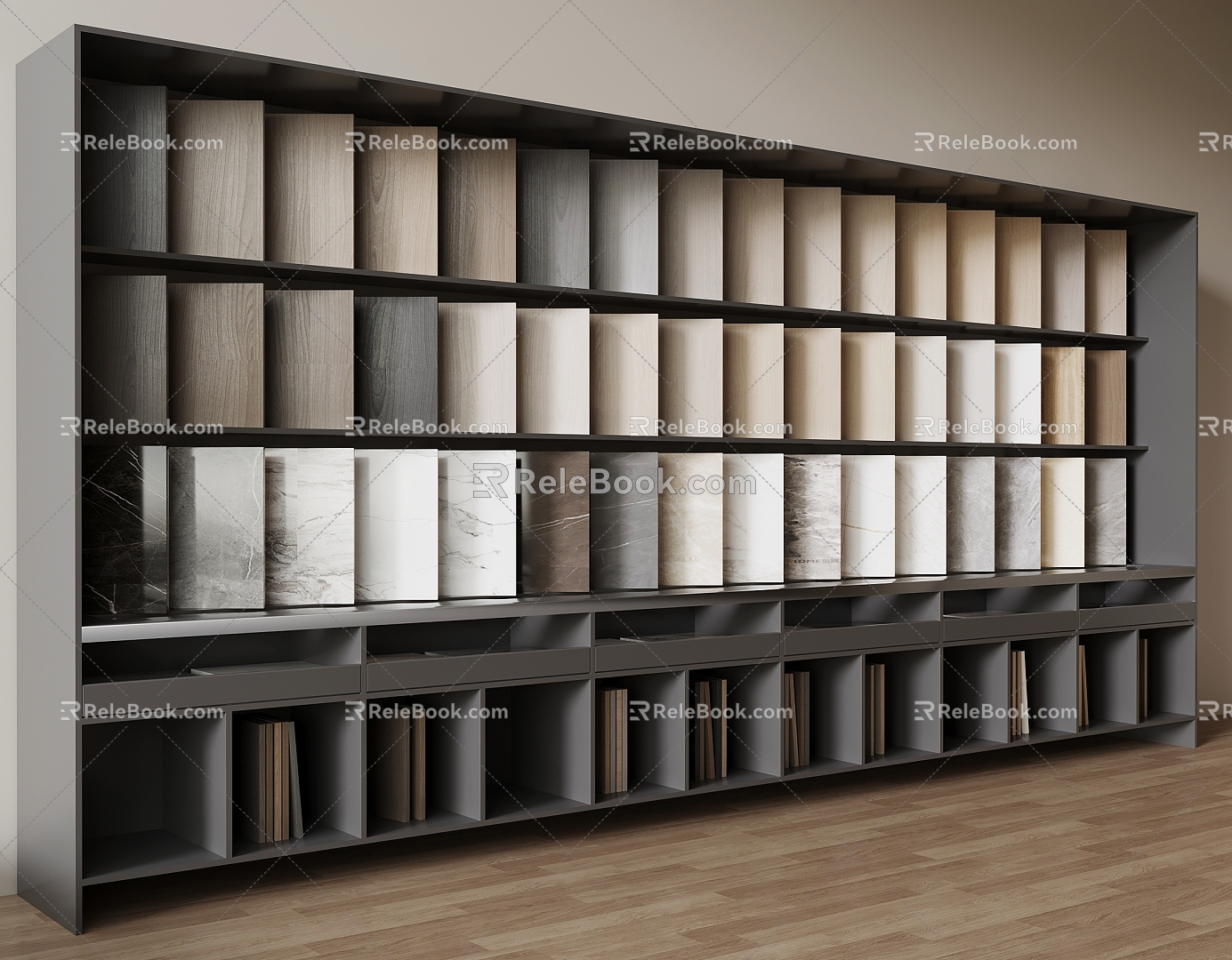 Color plate rack wood grain stone wall panel 3d model