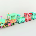 Colorful Playground Equipment Toy Train with Cartoon Engine and Multiple Colored Carriages for Kids