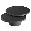 Modern Coffee Table With Two Tier Round Tabletop Gold Trim And Black Cylindrical Base 3d model