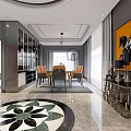 Duplex Living Room Interior Design With Modern Sofa Orange Accents Marble Wall And Pendant Lights
