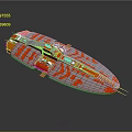 Sleek Red And Silver Racing Speedboat With Striped Pattern And Streamlined Design