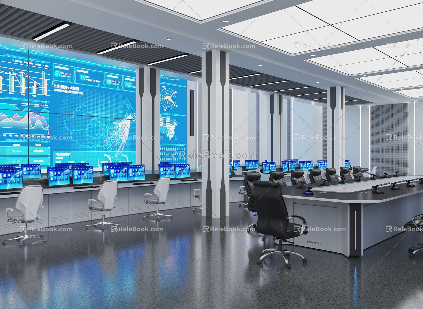 Control room Central control room Control center Synthetic combat hall Command center 3d model