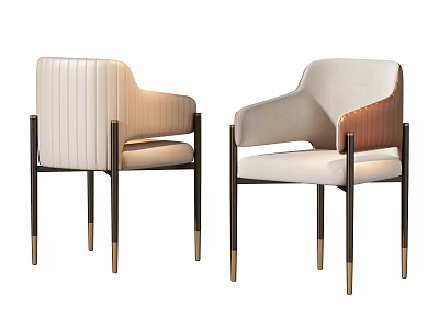 Modern Elegant Single Chair Upholstered Beige Fabric With Armrests Metal Legs And Wooden Accents 3d model
