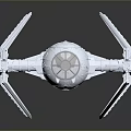 Silver TIE Fighter Model With Triangular Wings And Spherical Cockpit On Reflective Surface 3d model