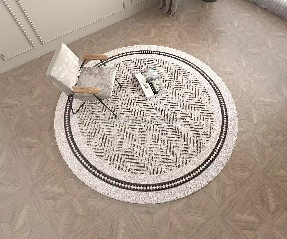 Middle Ancient Black and White Pattern Round Carpet 3d model