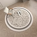 Middle Ancient Black and White Pattern Round Carpet 3d model