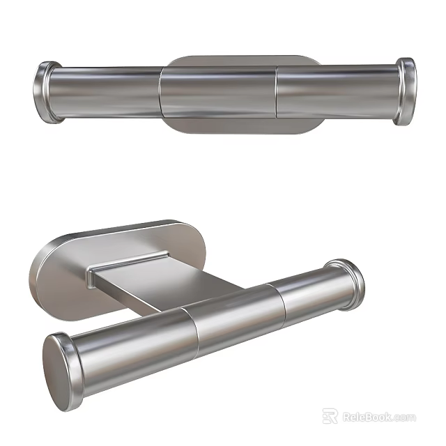 Modern Stainless Steel Door Handle with Cylindrical Grip and Base Plate Design 3d model 
