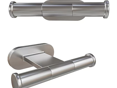 Modern Stainless Steel Door Handle with Cylindrical Grip and Base Plate Design 3d model