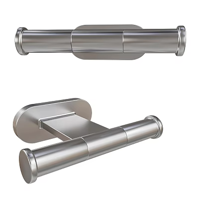 Modern Stainless Steel Door Handle with Cylindrical Grip and Base Plate Design 3d model