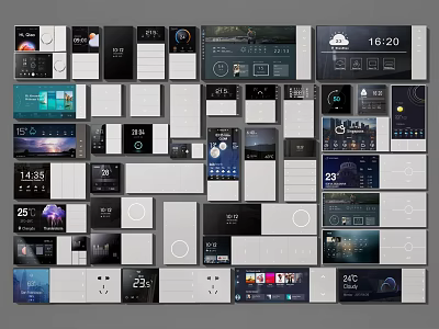 Modern Smart Switch Panels With Digital Displays Temperature Time And Control Interfaces 3d model