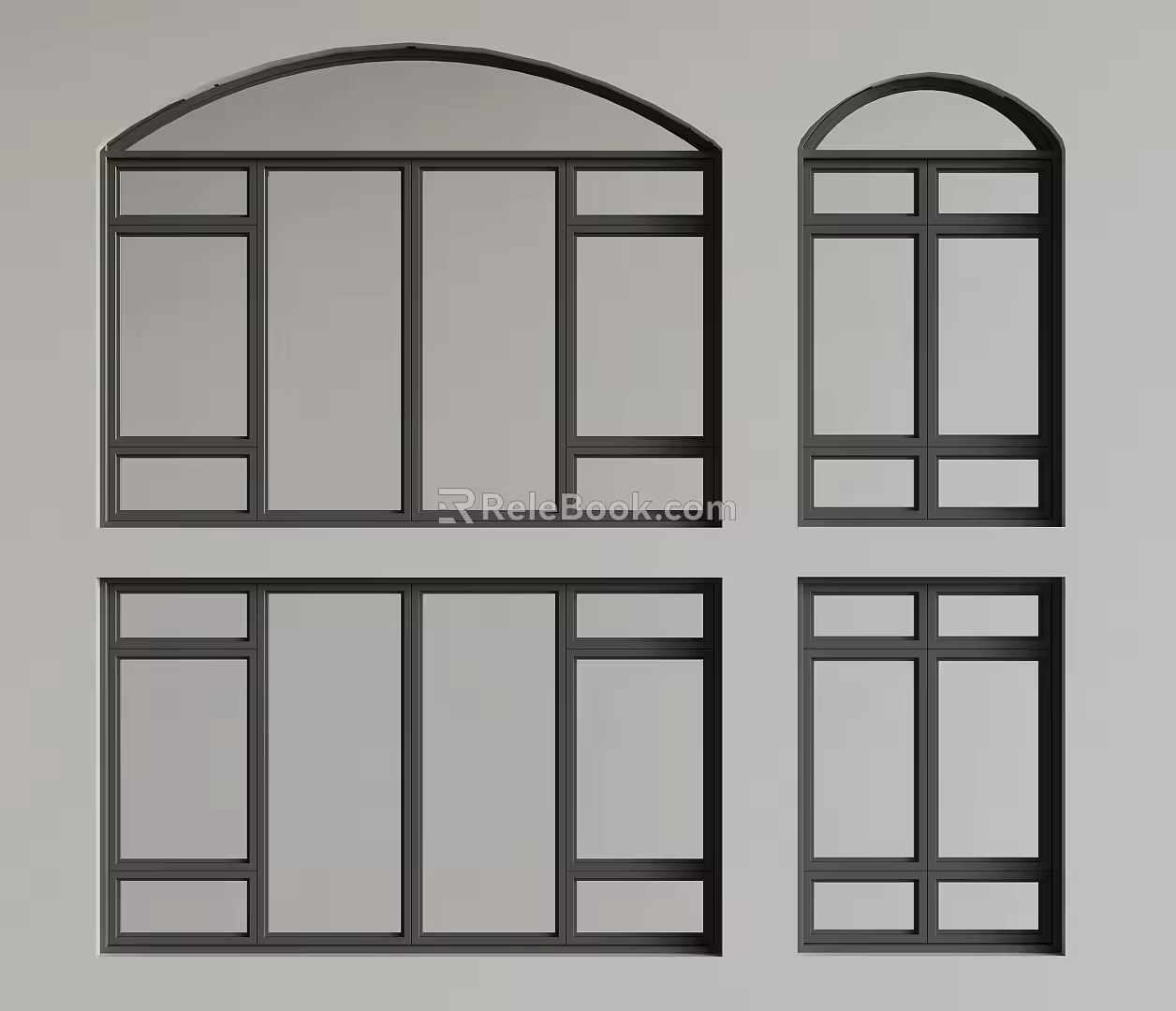 Modern window Rectangular window Arc window 3d model