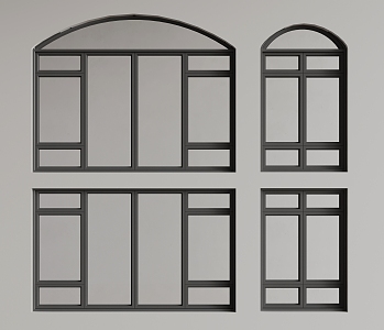 Modern window Rectangular window Arc window 3d model