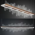 Modern Linear Chandelier With Geometric Acrylic Panels Wooden Frame And LED Lighting