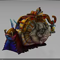 Vibrant Fantasy Snail Creature With Character On Decorated Shell And Hanging Lantern
