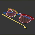 Stylish Red Frame Sunglasses With Green Lenses On Smooth Surface And Reflection 3d model