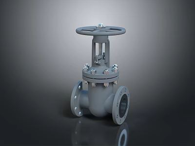 Industrial Gray Valve With Handwheel And Flange Design For Pipeline Systems 3d model