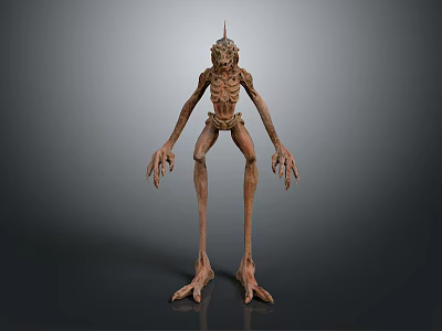 Game Movie Character With Skinny Body Long Limbs Spiky Head And Scary Design 3d model