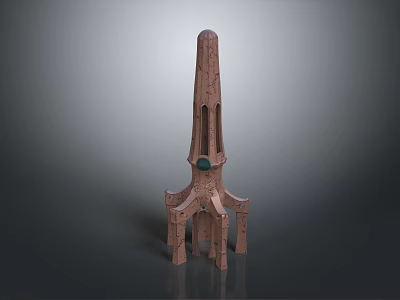 Unique Architectural Tower Design Featuring Wooden Texture And Multiple Supporting Legs 3d model