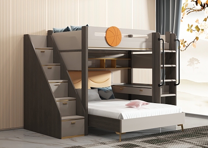 Modern Bed-Up Bunk Bed for Children 3d model