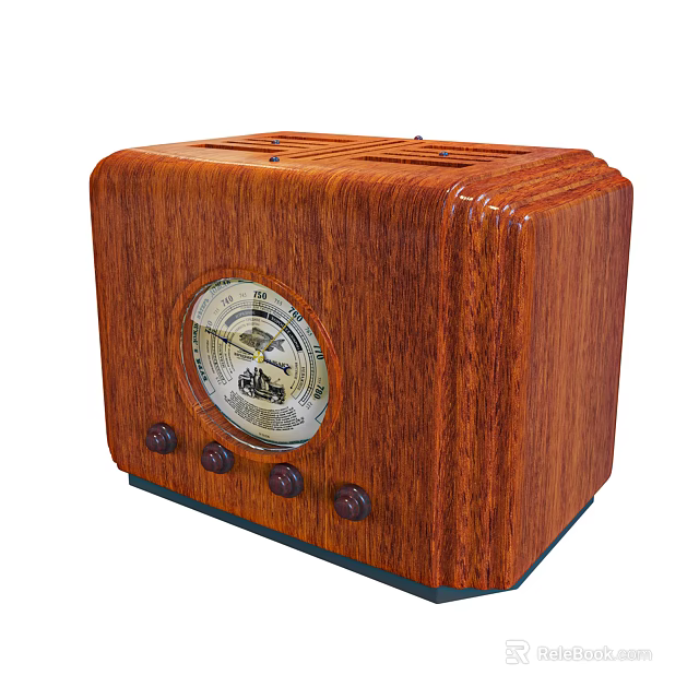 Vintage Wooden Radio Speaker With Classic Dial And Control Knobs Design 3d model 