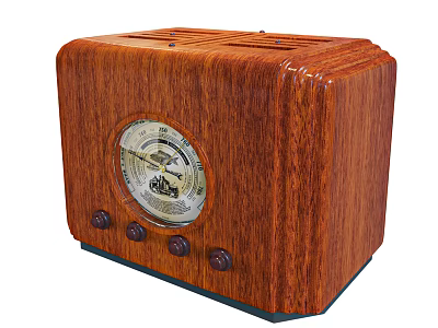 Vintage Wooden Radio Speaker With Classic Dial And Control Knobs Design 3d model
