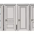 Modern Interior Hinged Doors With Different Panel Designs In Grey 3d model