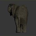 Stone Elephant Sculpture With Textured Surface Standing Pose On Dark Reflective Base 3d model