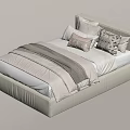 Single Bed Modern Upholstered Design With Soft Pillows Cozy Blanket And White Sheets