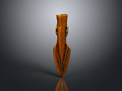 Traditional Ancient Weapon Arrowhead with Brown Yellow Color and Symmetric Design 3d model